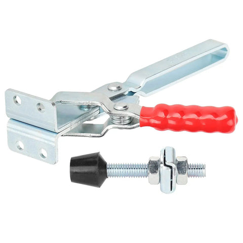 Toggle Clamp Arrow Storage Case Fixture Clip for Woodworking and Welding, Heavy Duty Iron Plastic Clamping Tool with red handle