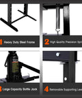 Close-up view showing parts of the Beefy 12 Ton Hydraulic Shop Press With Floor Mount H Frame Adjustable Table Height And Press Plates.