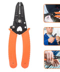 Multifunctional Wire Stripper Tool For Automotive Wires And Cables, Handy To Use With Durable Chromium Vanadium Alloy Steel And PVC, Locks In Place For Precise Radial Cutting, Built Tough DIY Wiring And Auto Repair Tool, orange-handled wire stripper with AWG/MM scale