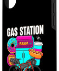 Funny Bikepacking Gravel Phone Case For IPhone 16 With Protective Frame Bag Vibe Gravel Grinder Themed Humor Featuring Hot Dogs Donuts Coffee Ultra Durable Shell