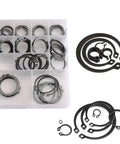 Alloy Steel E Clip Circlip Ring Assortment Set 88 Piece Handy Heavy Duty Retaining Clips Kit for Mechanical Projects Durable E Clips and Rings for Automotive DIY and Home Repairs, assorted sizes in storage box