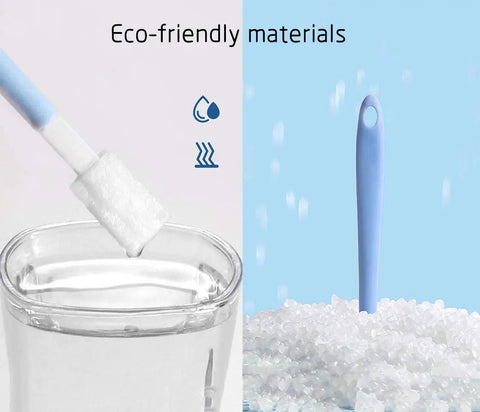 Disposable Crevice Cleaning Tool Set With 50 Replaceable Brush Heads in eco-friendly materials, shown in water and beads