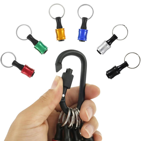 Multicolor aluminum keychain holders from 18Pcs One Quarter Inch Hex Shank Drill Bit Holder With Quick Change socket set