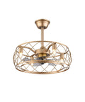 Dope Industrial 20 Inch Ceiling Fan With Light And Remote, Gold Cage Fixture, Modern Farmhouse Style, 3 speeds
