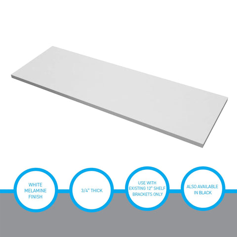 White Melamine Shelf Board Dope Durable Cabinet Replacement Shelf 36 Inch Long 12 Inch Wide For Cabinets Retail Thrift Business Home Or Office Storage Sleek And Sturdy, 3/4-inch thick
