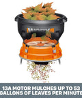 13 Amp Corded Leaf Mulcher Shredder With High-Compression Mulching, Powerful Yet Compact Yard Waste Shredder in action