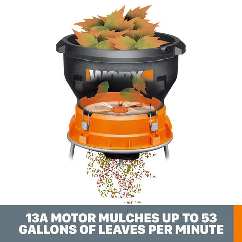 13 Amp Corded Leaf Mulcher Shredder With High-Compression Mulching, Powerful Yet Compact Yard Waste Shredder in action