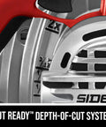 Tough As Nails 15 Amp Seven Quarter Inch Sidewinder Circular Saw With Left Blade Design, depth of cut system close-up.