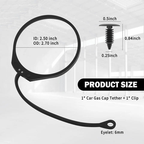 Gas Cap Tether With Eyelets For Audi A1 A3 And VW Beetle, featuring product dimensions and measurements. OEM 180201556 1J0201550.