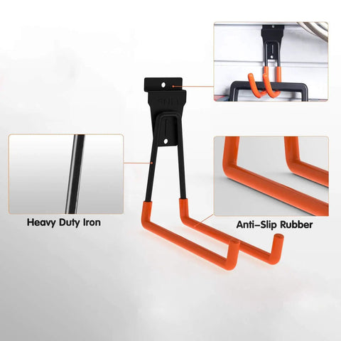 Heavy Duty Slatwall Hooks Set 12 Pack For Garage Storage Utility Hooks with heavy-duty iron and anti-slip rubber coating.