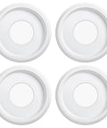 Four Pack PU Ceiling Medallions For Light Fixtures And Ceiling Fans, 9.8 Inch Outer Diameter With 4 Inch Inner Ring, Smooth White Finish