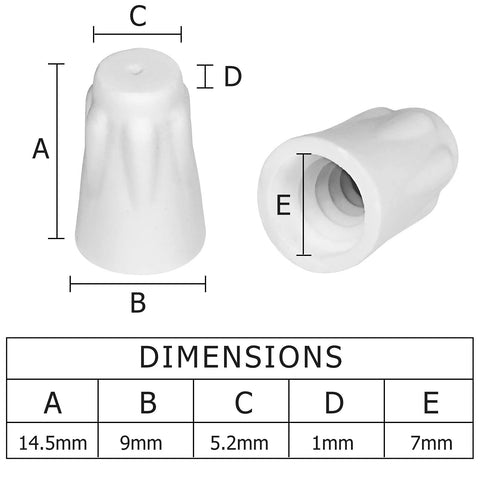 Front view of white ceramic wire connectors set; porcelain twist caps for 18-8 AWG high-temp wires, 36 pcs