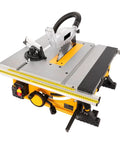 Total Beast Heavy Duty 8 Inch Portable Table Saw With Metal Roll Cage Dust Free Design Precision Wood Cutting Machine Job Site Ready with adjustable blade and ruler.
