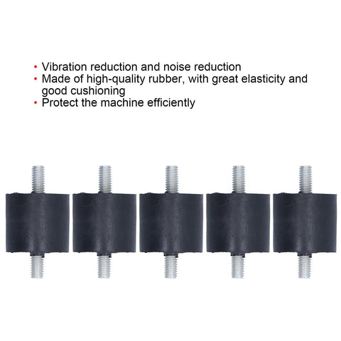 Set Of 5 Rubber Vibration Isolator Mounts With High Elasticity For Shock Absorption And Quiet Operation, Keeps Your Air Conditioners And Fitness Equipment From Vibration, Rugged M8 Mounts, black rubber isolator mounts with dual threaded studs