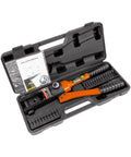 Hydraulic Wire Rope Crimping Tool Kit With 9 Die Sets for 12 AWG to 2/0 AWG, in case with instruction manual and 80 KN force handle.