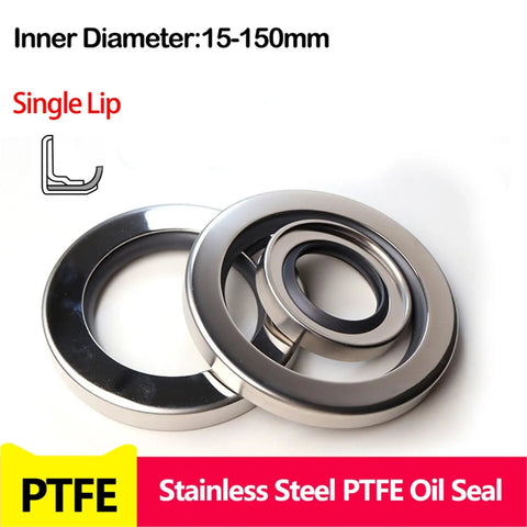Heavy Duty PTFE Skeleton Oil Seal For High Speed Rotary Equipment Featuring A Single Lip Design And Stainless Steel Core, 15-150mm.