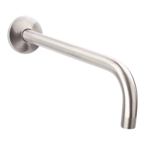 12 Inch L Shaped Shower Arm Extension For Rainfall And Adjustable Showerheads Brushed Nickel Finish Easy Install extends from wall.
