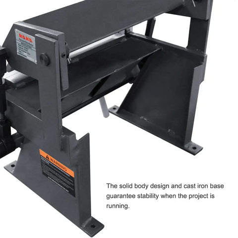 12 Inch Box And Pan Brake For 20 Gauge Metal, side view showing cast iron base, compact 62 lb design for DIY garage projects
