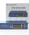 8 Port PoE Plus Ethernet Switch With 96W Total Power 802.3at Unmanaged Desktop Plug And Play Power Up IP Cameras And APs