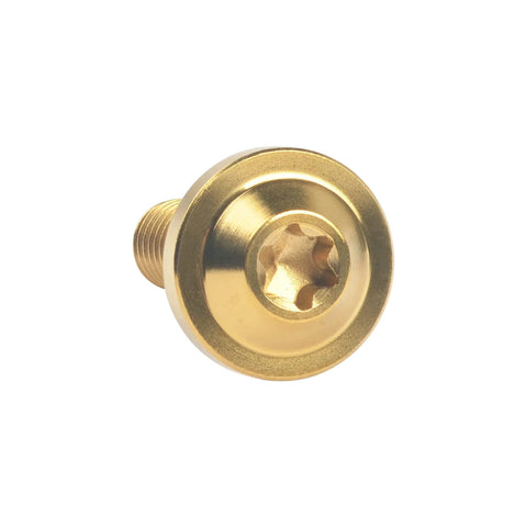 Front view of Beefy Titanium M5x15mm Torx Head Bolt Set Gold For Bicycle And Motorcycle Built Tough With Grade 5 6AL 4V Titanium