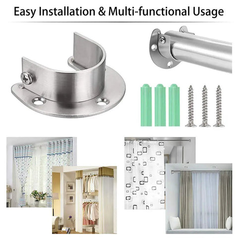 Top Shelf Four Pack Of Closet Rod End Supports And Brackets Secure 1 Half Inch Poles In Sleek Silver durable mounts with included screws and wall plugs.