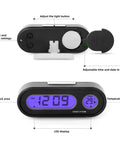 MEANLIN MEASURE digital car temperature and time clock; blue LED backlit display, pack of 2