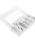 24 Piece Toggle Bolt Kit For Drywall With Wing Nuts And Boxed Set in clear plastic case with compartments, organized storage visible