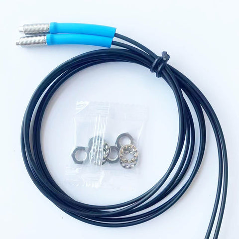 FT610 Diffuse Reflective Optical Fiber Sensor With 1M Line, 2mm Fiber Outer Diameter, M6 Probe, rugged TPV housing, coiled view