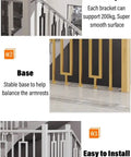 Heavy Duty White Steel Banister Rails And Stair Spindles For Indoor Outdoor Deck Porch Balcony Railing Posts Floor Mount Vertical Columns 85Cm 95Cm in stairway setup with brackets.