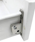 Heavy Duty Nickel Plated Steel Drawer Slide Brackets Clip On Front Fixing With Included Screws For No Sweat Cabinet Setup and Straight Up Reliable Drawer Glide Replacement Parts installed on a white drawer.