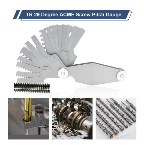 29 Degree Acme Screw Pitch Gauge 16 Piece Stainless Steel Tool Set For T Thread Measuring And Cutting Handy Reference For Machinists And DIY Pros For Home Workshop Projects And Repairs