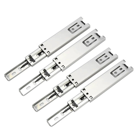 Set of four 5 Inch Drawer Slides Full Extension Ball Bearing Drawer Runners Side Mount With Smooth Nylon Wheels For Kitchen Cabinets Wardrobes And Dressers 44.1 Pound Capacity Soft Close