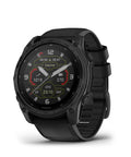 51mm Solar-Powered Tactical GPS Smartwatch with Titanium Bezel and Sapphire Lens, black band, displayed at an angle.