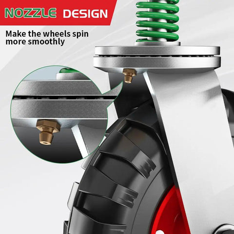Close-up of 6 Inch Fence Gate Wheel With 360 Degree Swivel Rotation Heavy Duty Gate Caster Solid Rubber Tire Spring Loaded