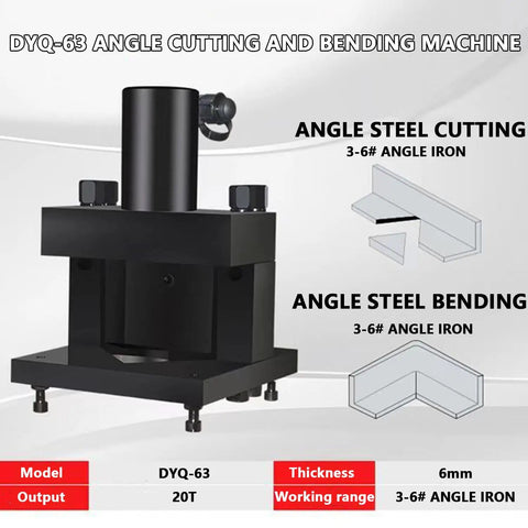 Heavy Duty 20 Ton Hydraulic Angle Cutter And Bender Machine With Dual Purpose Blade and No Sweat Electric Pump for Crushing Under Six Millimeter Steel Jobs Straight Out The Box Ready To Roll Daily, showing cutting and bending functions.