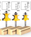 Bullnose Beading Router Bits Set With Five Bits One Quarter Inch Shank For Bead And Round Over Edges Premium Tungsten Carbide Blades