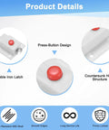 Push Button Spring Loaded Latch Four Pack White Quick Release Cabinet Catch Door Hardware with red press-button design.