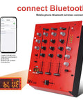 4 Channel DJ Mixer With Bluetooth And USB Audio Crossfader 3 Band EQ Gain Control And Cue Monitor with mobile connection display