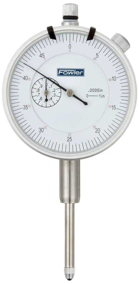 Premium Dial Indicator With One Inch Range And White Dial Face Two Point Two Five Inch Dial Microfine Five Ten Thousandths Of An Inch Graduations 0 To 50 Reading AGD Group 2 Spec Ideal For Precision Machining