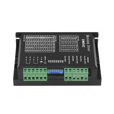 Knockout CNC Digital Microstep Driver DM542 Two Phase Stepper Motor Controller top view with wiring connectors.