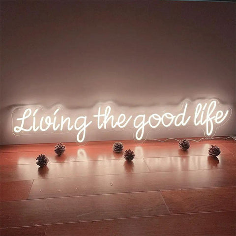 Living The Good Life LED Neon Sign Custom Personalized Home Wall Decor Large 30 Inch Indoor Light for Birthday Weddings Christmas