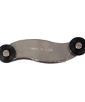 Unipec screw pitch gauge, curved steel blade with twin knurled black ends, Made in USA, side view
