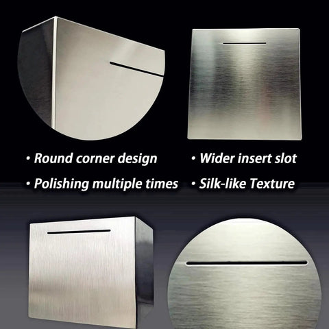 Stainless Steel Money Saving Box With Built In Counter Break To Open Piggy Bank For Adults And Kids Large Metal Coin Jar Tracks Savings To A 5000 Dollar Target Durable Vault Style Savings Box With round corner design and wide insert slot.