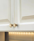 Champagne Bronze Cabinet Knobs 1-1/6 Inch Solid Zinc Alloy With Brushed Brass Finish 25 Pack Long Lasting Scratch Resistant Door Handles Easy Install For Kitchen Cabinets And Furniture Boss Look on white cabinet doors