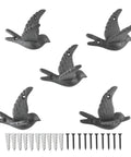 Straight Up Solid Cast Iron Flying Bird Wall Hooks Set Of 5 Rustic Farmhouse Coat Pegs For Entryway Bathroom Bedroom To Snag Keys Towels Hats And Bags With Screws with screws and pegs.