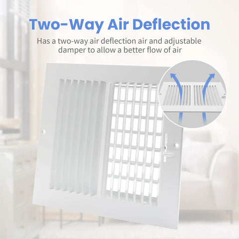 Durable 8 By 8 Inch Duct Opening Air Vent Cover For Wall Or Ceiling Built Tough High Airflow Two Way Steel Ventilation