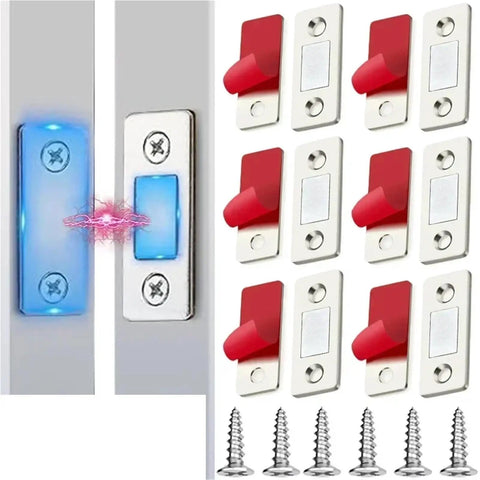 15 Piece Magnetic Cabinet Catches Set Strong Door Magnets With Invisible Adhesive Drawer Latches and screws visible