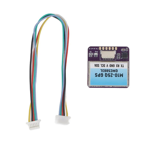 Pro Grade M10-25Q GPS Module For FPV Racing Drones With 72 Search Channels, circuit board and connection cables