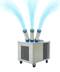 Heavy Duty 220V Portable Industrial Spot Cooler with three vents blowing cool air, ideal for workshops and warehouses.