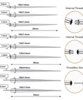Pro Grade Stainless Steel Body Jewelry Insertion Taper Tool Set For 14G To 20G Piercing With Threadless Pins And Threaded Ball Grabber Kit flat view